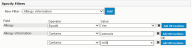 Specify Filters section showing three filters